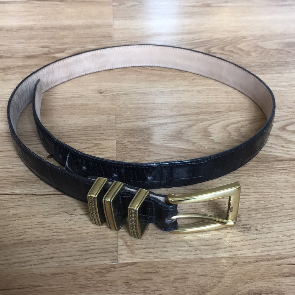 Brighton Black Snake Skin Leather Gold VTG